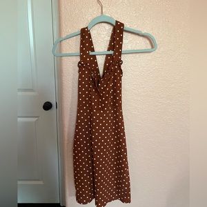 Mini rustic orange polka dot dress